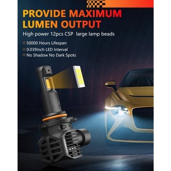 LED Headlights 9006 HB4 LED Headlight Bulbs 600% Brighter LED Low Beam High Beam - Picture 8 of 9